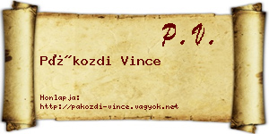 Pákozdi Vince névjegykártya